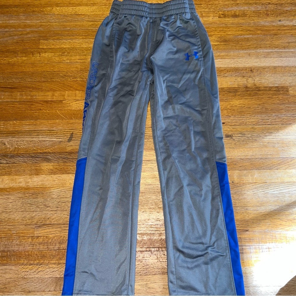 Under Armour Youth 7 Gray Blue Slash Pocket Elastic Waist Athletic Active Pants